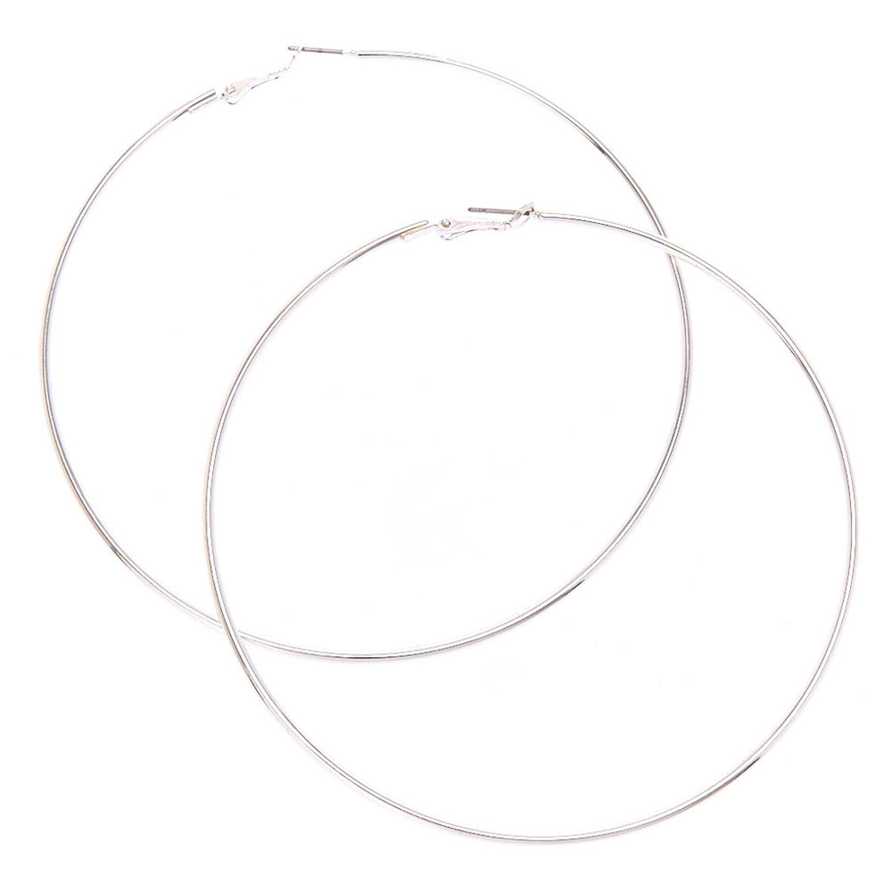NEW! 2" Silver Hoop Earrings NWT Sterling Silver - Picture 2 of 5